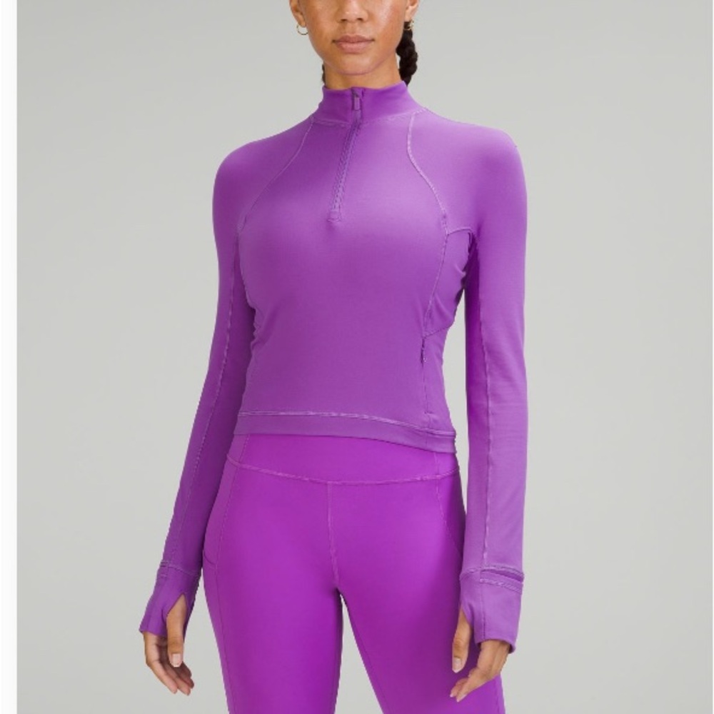 NWT- Lululemon It’s rulu run cropped half zip in moonlit magenta Sz 4